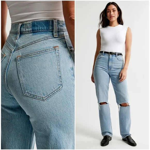 ABERCROMBIE & FITCH 28 Long 6 4 Curve Love 90s Straight Ultra High Rise Jeans - Picture 10 of 12